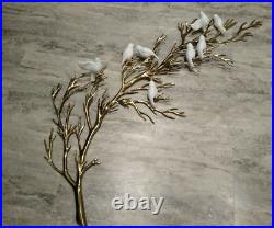 BIJAN 1980 Brass Tree Porcelain Birds Tree Wall Sculpture signed VERY RARE