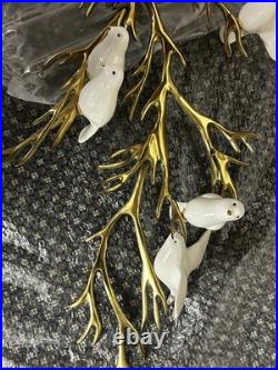 BIJAN 1980 Brass Tree Porcelain Birds Tree Wall Sculpture signed VERY RARE
