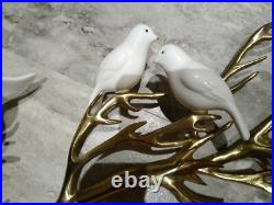 BIJAN 1980 Brass Tree Porcelain Birds Tree Wall Sculpture signed VERY RARE