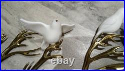 BIJAN 1980 Brass Tree Porcelain Birds Tree Wall Sculpture signed VERY RARE
