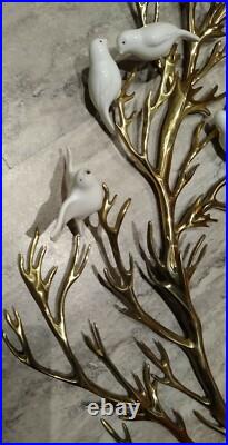 BIJAN 1980 Brass Tree Porcelain Birds Tree Wall Sculpture signed VERY RARE BIJAN 1980 Brass Tree Porcelain Birds Tree Wall Sculpture signed VERY RARE