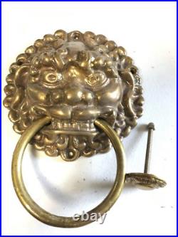 BRASS Rare FACE DOOR KNOCKER Very Old 9.5 tall 7 Wide