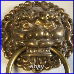 BRASS Rare FACE DOOR KNOCKER Very Old 9.5 tall 7 Wide
