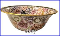 Beautiful Chinese Brass Cloisonne Bowl Bird & Flowers VERY LARGE Rare Size Mint