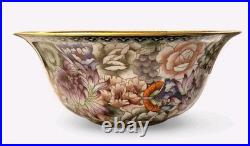 Beautiful Chinese Brass Cloisonne Bowl Bird & Flowers VERY LARGE Rare Size Mint