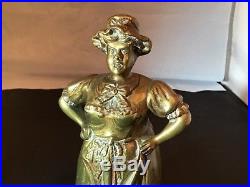 Beautiful Very Large Rare Brass Lady Bell Irish Cook Figural 6.75 Tall Woman