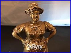 Beautiful Very Large Rare Brass Lady Bell Irish Cook Figural 6.75 Tall Woman