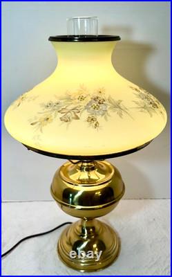 Beautiful Vintage GWTW Brass Electric Lamp with Very Rare Tan-O-Shay Glass Shade