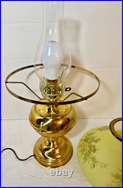 Beautiful Vintage GWTW Brass Electric Lamp with Very Rare Tan-O-Shay Glass Shade