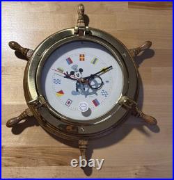 Bey-Berk Nautical Disney Mickey Mouse Quartz Clock VERY RARE HTF! Brass Vintage