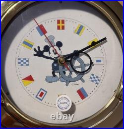 Bey-Berk Nautical Disney Mickey Mouse Quartz Clock VERY RARE HTF! Brass Vintage