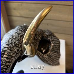 Big Heavy Brass Elephant Head Hand Painted RARE Sculpture Very Heavy