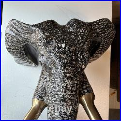 Big Heavy Brass Elephant Head Hand Painted RARE Sculpture Very Heavy
