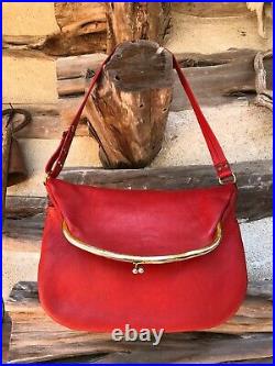 Bonnie Cashin Carry COACH RED 1960's Fold Over Kisslock Shoulder Bag (VERY RARE)