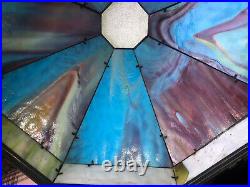 Bradley & Hubbard Brass Lamp Base & VERY RARE Marano Signed Stained Glass 21H