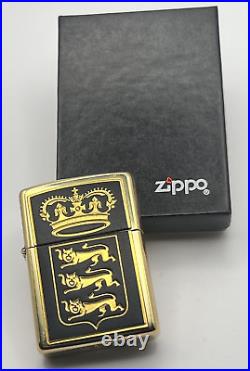 Brand New 1994 ZIPPO Lighter Very Rare RICHARD THE LION HEART Emblem Solid Brass