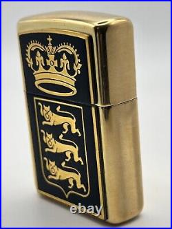 Brand New 1994 ZIPPO Lighter Very Rare RICHARD THE LION HEART Emblem Solid Brass