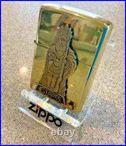 Brand New 1996 ZIPPO Lighter Very Rare INDIAN CIGAR TRADER Emblem Solid Brass