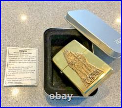 Brand New 1996 ZIPPO Lighter Very Rare INDIAN CIGAR TRADER Emblem Solid Brass