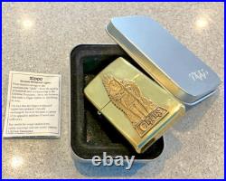 Brand New 1996 ZIPPO Lighter Very Rare INDIAN CIGAR TRADER Emblem Solid Brass