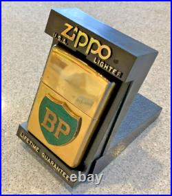 Brand New 1998 ZIPPO Lighter Very Rare GREEN BP ENAMEL EMBLEM Solid Brass Case