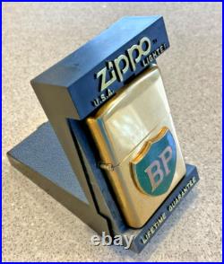 Brand New 1998 ZIPPO Lighter Very Rare GREEN BP ENAMEL EMBLEM Solid Brass Case