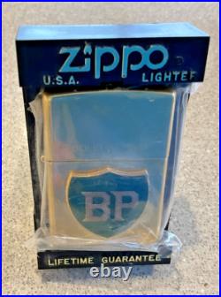 Brand New 1998 ZIPPO Lighter Very Rare GREEN BP ENAMEL EMBLEM Solid Brass Case