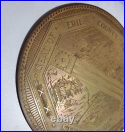 Brass 9 Seal of Erie County State of New York Rare Piece Removed Courthouse