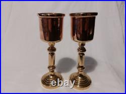 Brass & Copper Antique Goblets Rare Very Heavy Gauge Pair Ceremonial Cups