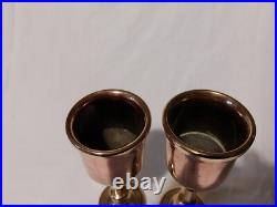 Brass & Copper Antique Goblets Rare Very Heavy Gauge Pair Ceremonial Cups
