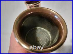Brass & Copper Antique Goblets Rare Very Heavy Gauge Pair Ceremonial Cups