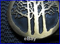 Brass Hippie Trees Belt Buckle! Vintage! Very Rare! Colonial Leather! Tech Ether