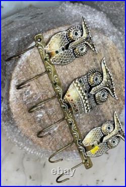 Brass Owl Beautiful Carving Keyholder Unique Vintage Piece Collectible Very Rare