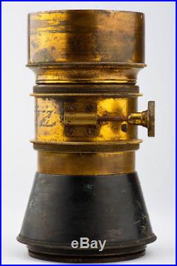 Brass Petzval Lens Jamin Darlot 12 cm high made in France ca. 1855. Very rare