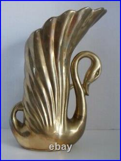 Brass Swan Vase Duo Very Heavy Cute Rare Made in Korea Excellent Used Condition