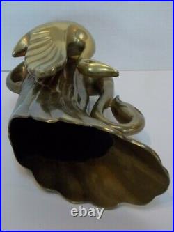 Brass Swan Vase Duo Very Heavy Cute Rare Made in Korea Excellent Used Condition