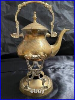 Brass Victorian Antique Teapot with the stand Vintage (handmade) Very Rare