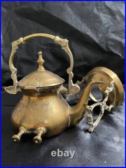 Brass Victorian Antique Teapot with the stand Vintage (handmade) Very Rare