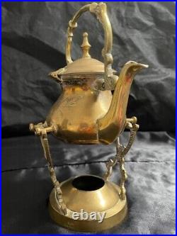 Brass Victorian Antique Teapot with the stand Vintage (handmade) Very Rare