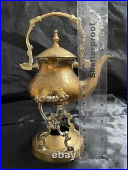 Brass Victorian Antique Teapot with the stand Vintage (handmade) Very Rare