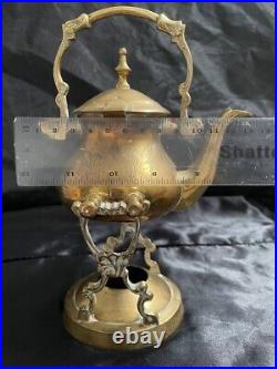 Brass Victorian Antique Teapot with the stand Vintage (handmade) Very Rare