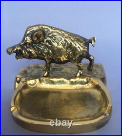 Brass ashtray, Boar, antique design, rare, very detailed item, collectable