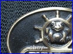 Bullfrog Nautical Ship Wheel Brass Belt Buckle! Vintage! Very Rare! Dynabuckle