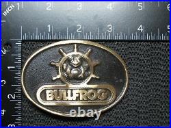 Bullfrog Nautical Ship Wheel Brass Belt Buckle! Vintage! Very Rare! Dynabuckle