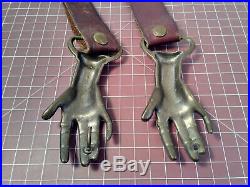 C. 1970 Surrealist Antique Brass Clasping Hands Belt Very Rare