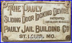 C1897 Antique Bronze Sign Pauly Jail Building Co Brass Plaque Very Rare Detailed