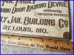 C1897 Antique Bronze Sign Pauly Jail Building Co Brass Plaque Very Rare Detailed