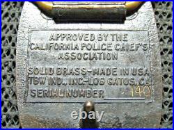 CALIFORNIA POLICE CHIEFS BRASS BELT BUCKLE! VINTAGE! VERY RARE! 1980s! #140! USA