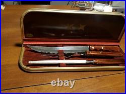 CASE XX 3 Piece Carving Set Very Rare Set Mint with Mahogany and brass Box