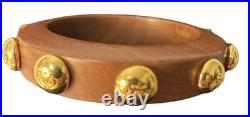COACH Very Rare TEAK WOOD with BRASS RIVETS BRACELET (purchased In Tokyo, Japan)
